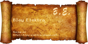 Bley Elektra névjegykártya